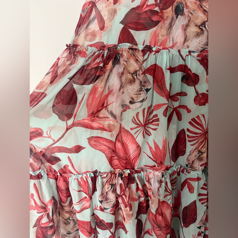 3LL Daniella Battle Designer Lion Floral Tiered Bright Maxi Skirt - Picture 3 of 7